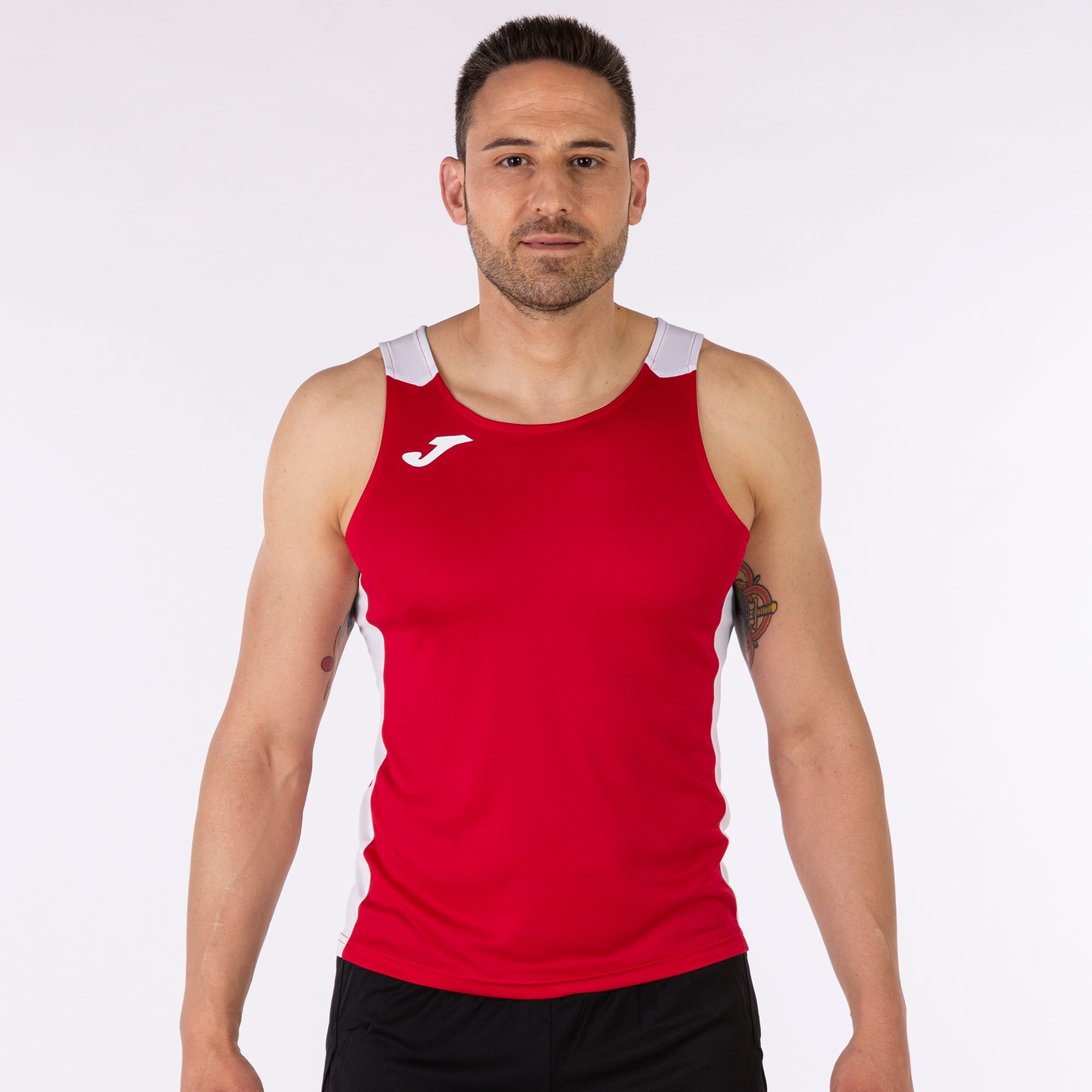 joma record ii sleeveless running vest red white