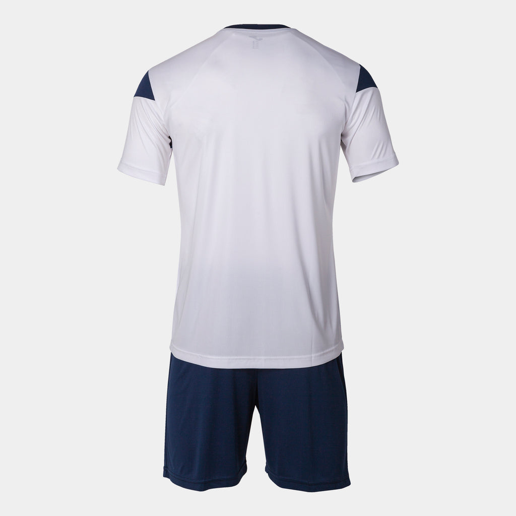 joma phoenix shirt and short set white navy blue