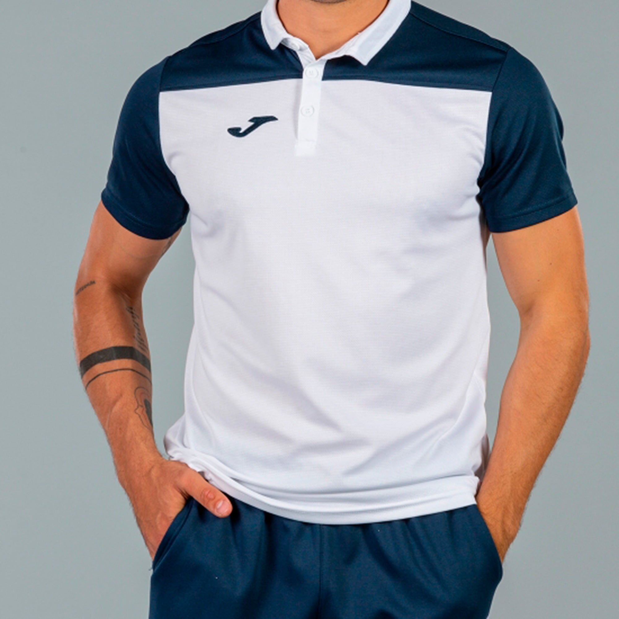 joma hobby ii polo shirt white navy blue