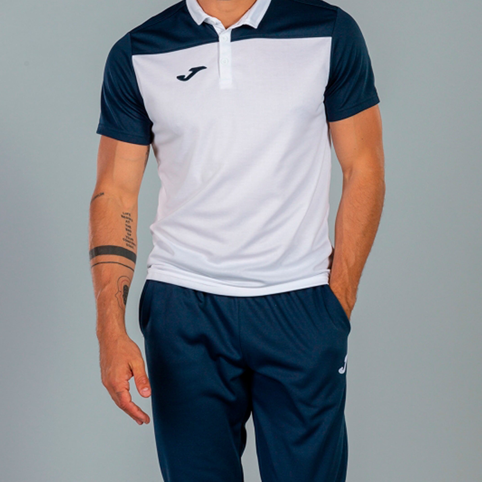 Joma HOBBY II Polo Shirt (White Navy Blue)