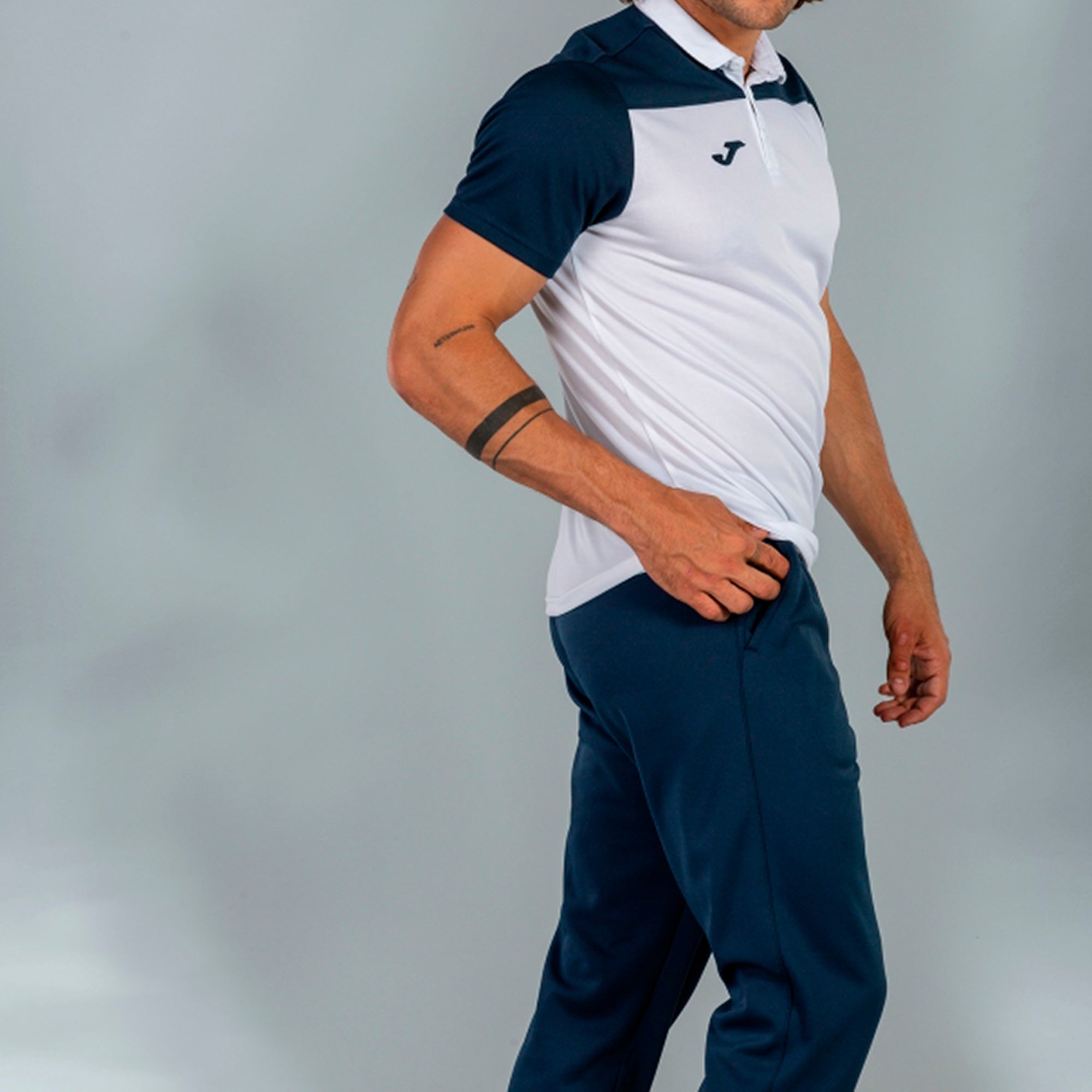Joma HOBBY II Polo Shirt (White Navy Blue)
