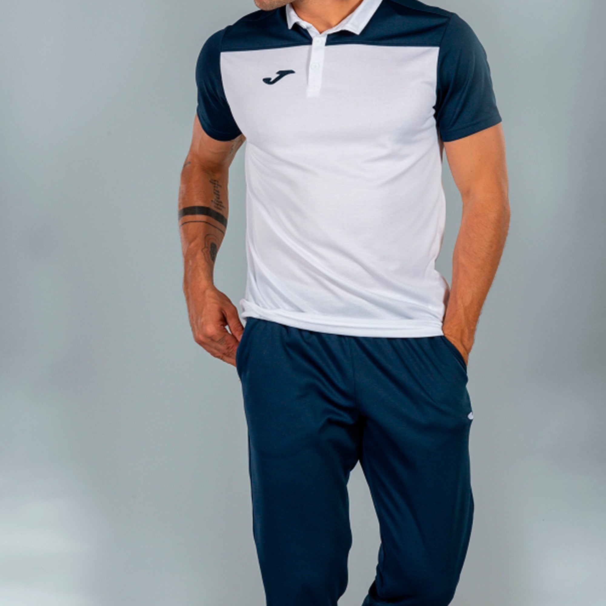 joma hobby ii polo shirt white navy blue