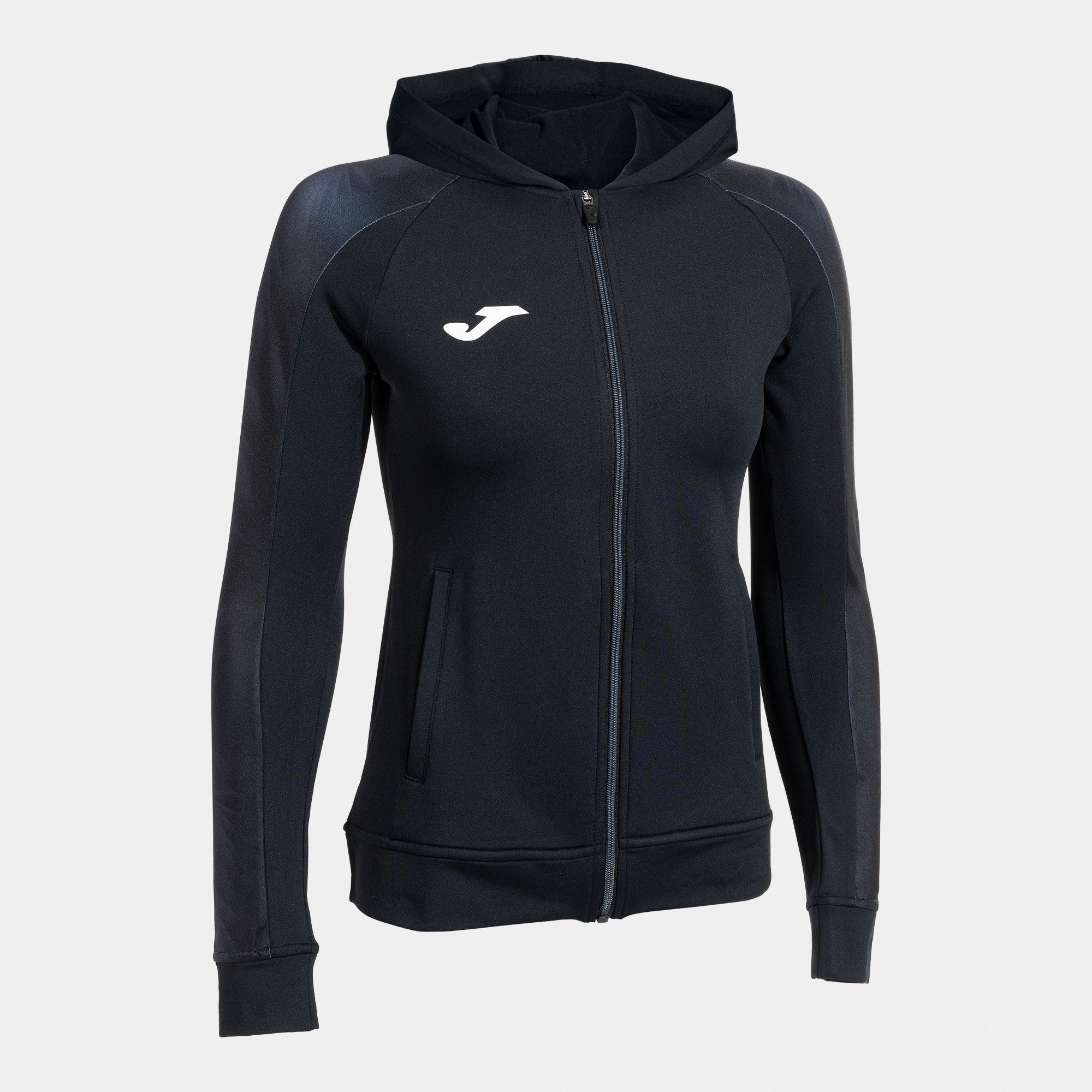Joma ELITE XI Women's Full Zip Hooded Jacket (Black Dark Gray)