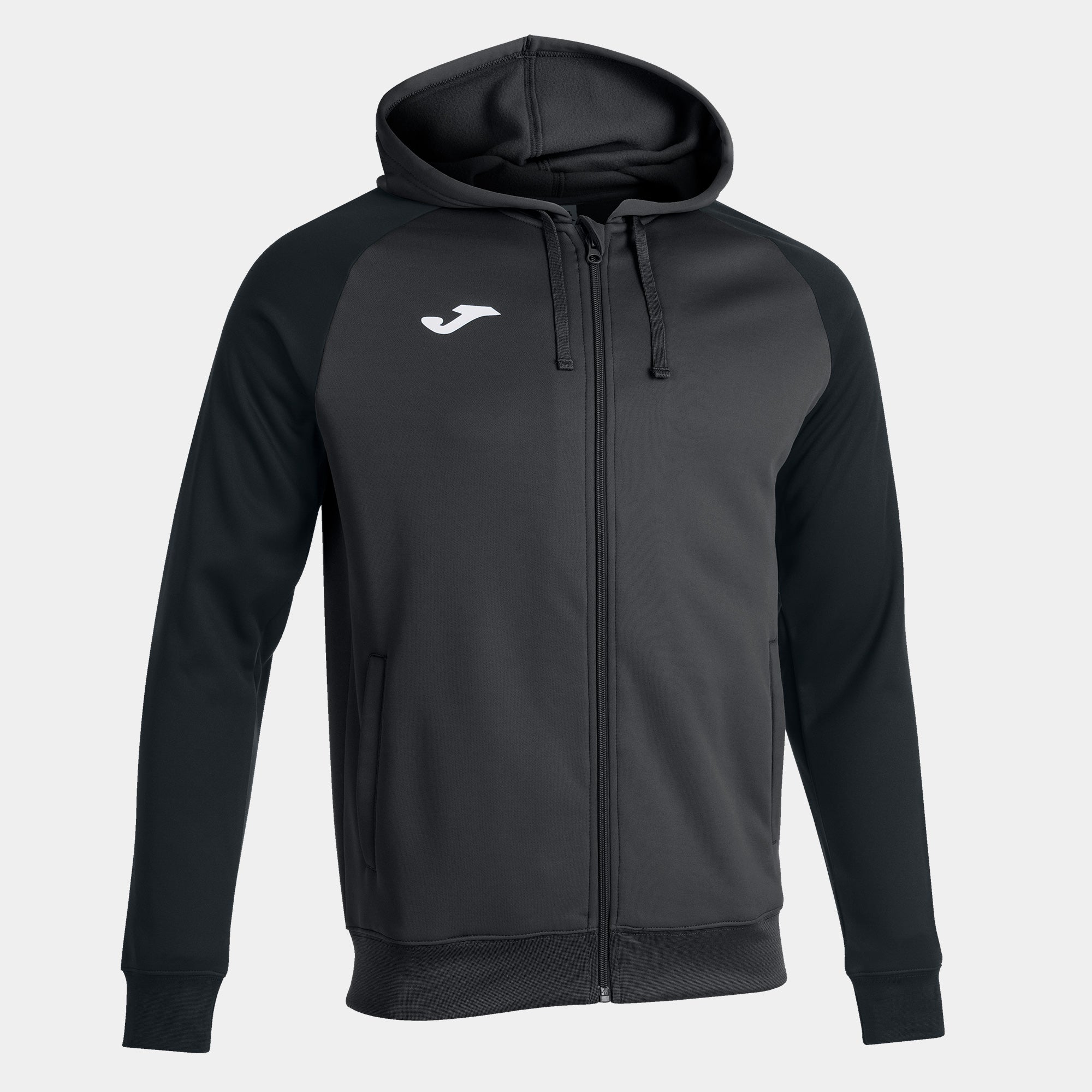 Joma ACADEMY IV Full Zip Hooded Jacket (Dark Gray Black)