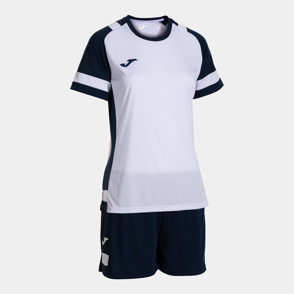 Joma LIDER Women's Shirt and Short Set (White Dark Navy)