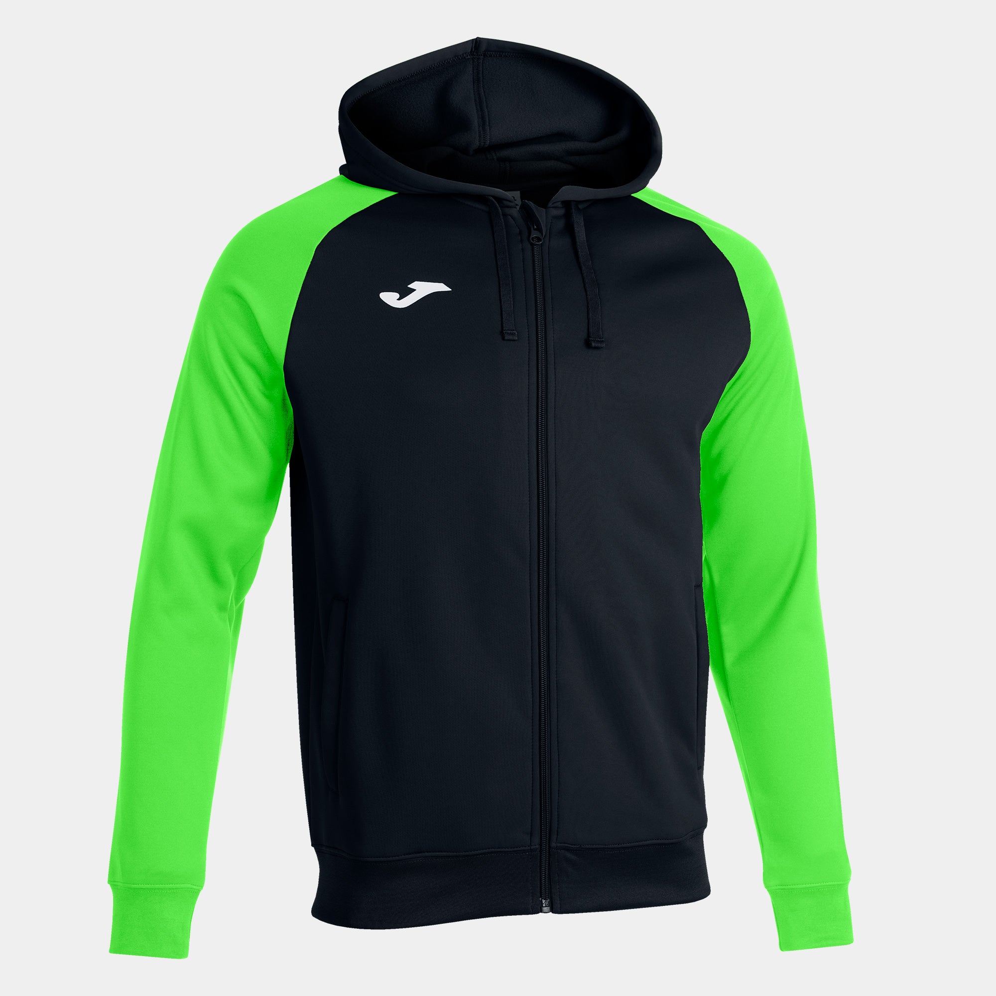 Joma ACADEMY IV Full Zip Hooded Jacket (Black Fluo Green)