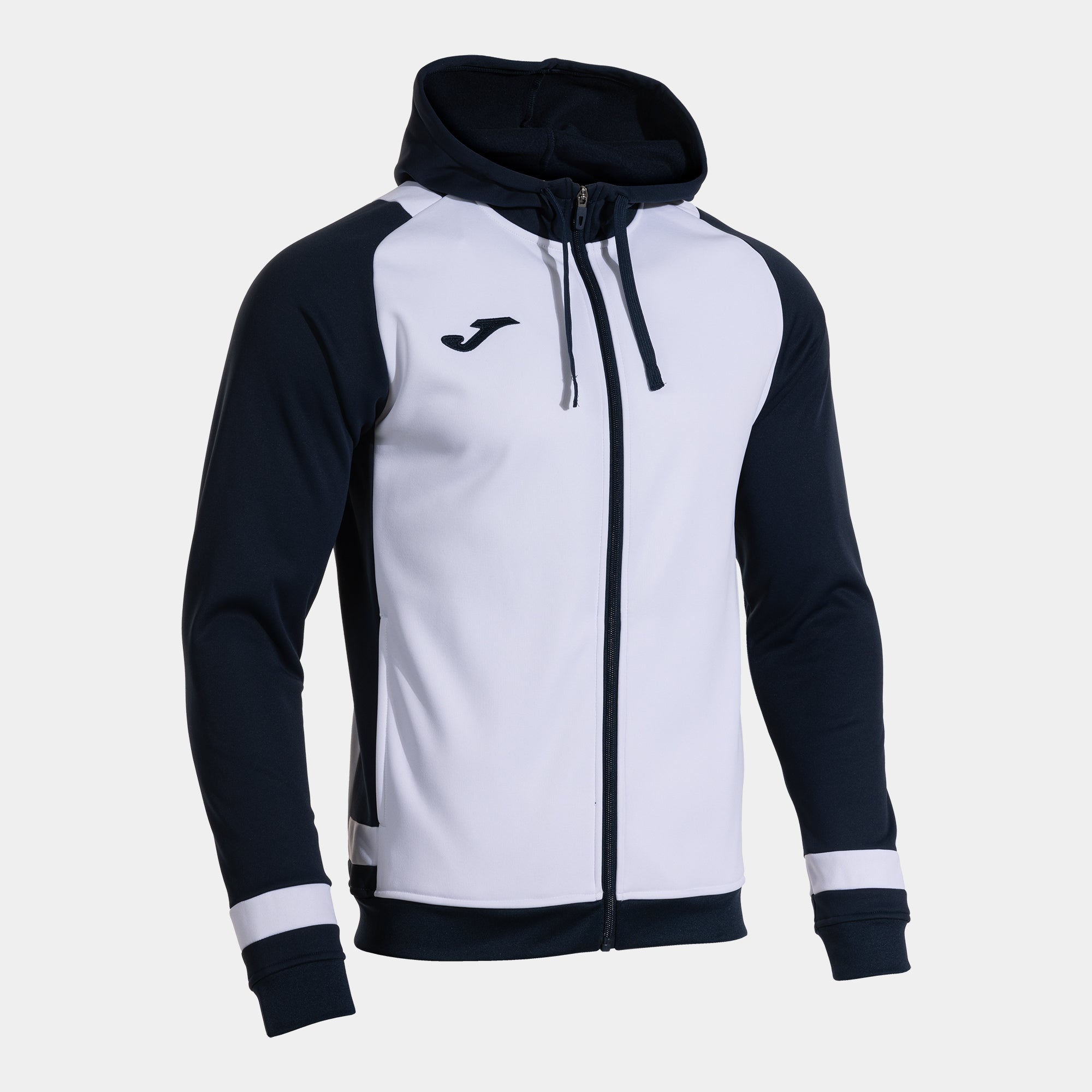 Joma LIDER Full Zip Hooded Jacket (White Dark Navy)