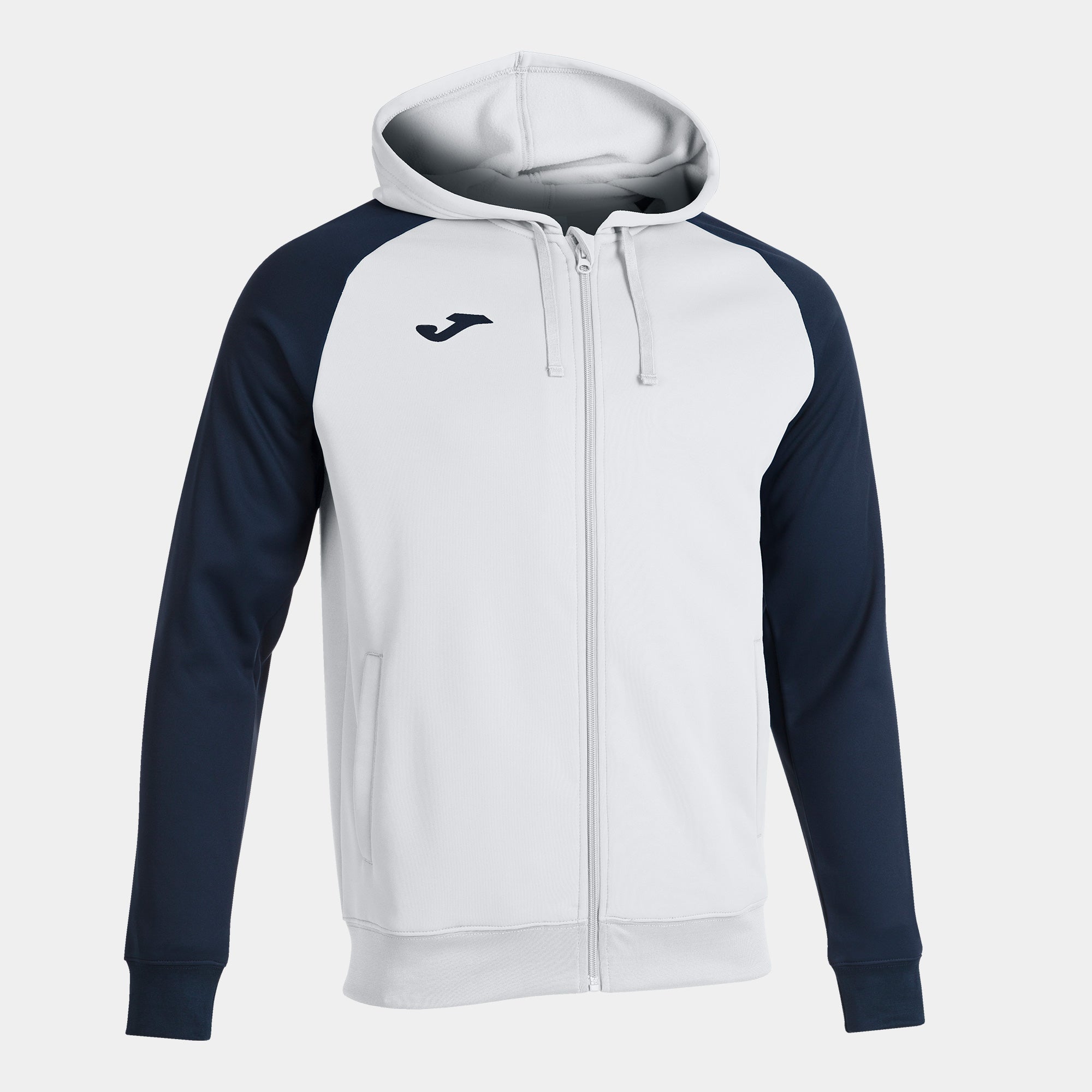 Joma ACADEMY IV Full Zip Hooded Jacket (White Navy Blue)